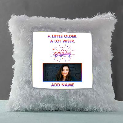 Birthday Wishes Personalized LED Fur Cushion