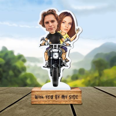 Personalized Adventure Ride Caricature with Wooden Stand