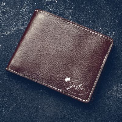 Personalized Dark Brown Leather Wallet for Men