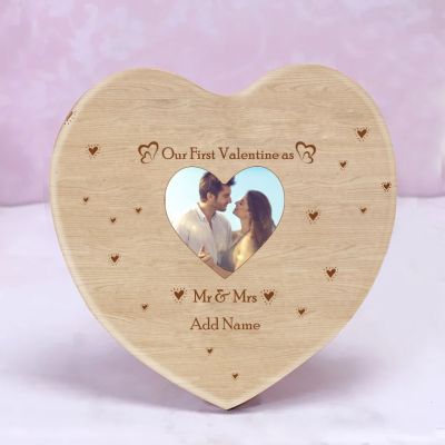 Mr. & Mrs. Personalized Engraved Wooden Photo Frame