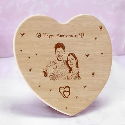 Engraved Personalized Wooden Photo Frame for Anniversary