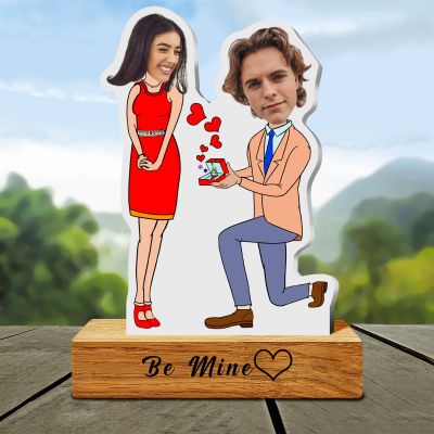 Personalized Proposal Caricature with Wooden Stand