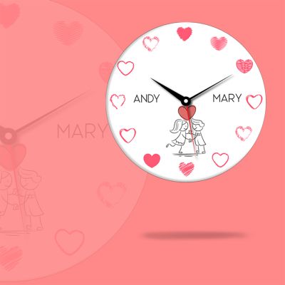 Hearts Personalized Wooden Clock