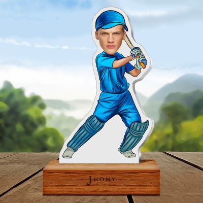 Cricket Fan Personalized Caricature Stand