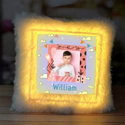Personalized LED Fur Pillow for Kids