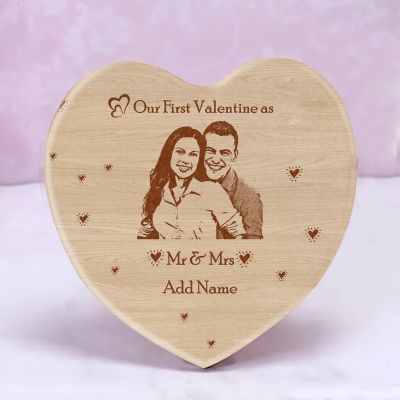 Mr. & Mrs. Personalized Engraved Wooden Photo Frame