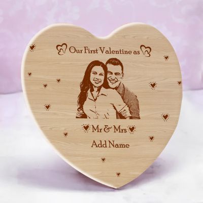 Mr. & Mrs. Personalized Engraved Wooden Photo Frame