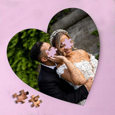 Forever Love Personalized Wooden Jigsaw Heart Puzzle