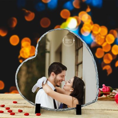 Personalized Rock Tile Heart Shape Photo stand