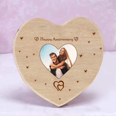 Engraved Personalized Wooden Photo Frame for Anniversary