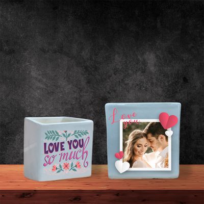 Set Of 2 Personalized I Love You Ceramic Planters