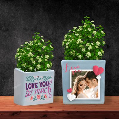 Set Of 2 Personalized I Love You Ceramic Planters