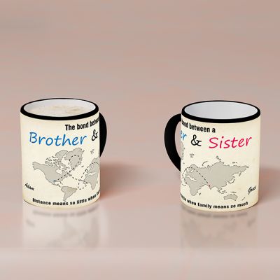 Siblings Love Personalized Black Ceramic Mug