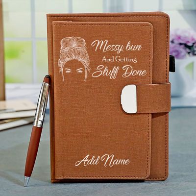 Brown Personalized Diary with Pen