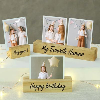 Favourite Human Personalized Wooden Photo Stand (Set of 3)