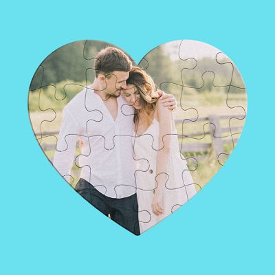 Forever Love Personalized Wooden Jigsaw Heart Puzzle