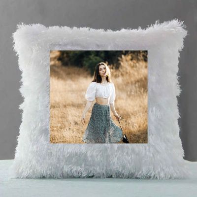 Square Shaped Personalized LED Fur Cushion