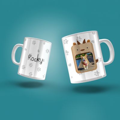 Paw Print Personalized White Ceramic Mug