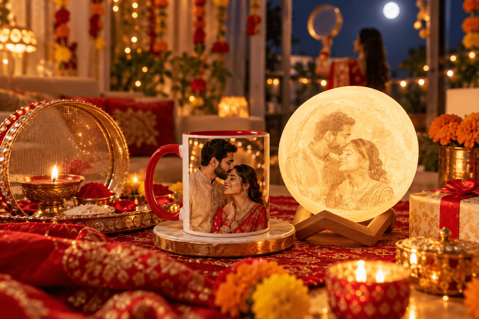 Custom Photo Mugs & Moon Lamps: The Perfect Karwa Chauth Surprise Custom Photo Mugs & Moon Lamps: The Perfect Karwa Chauth Surprise